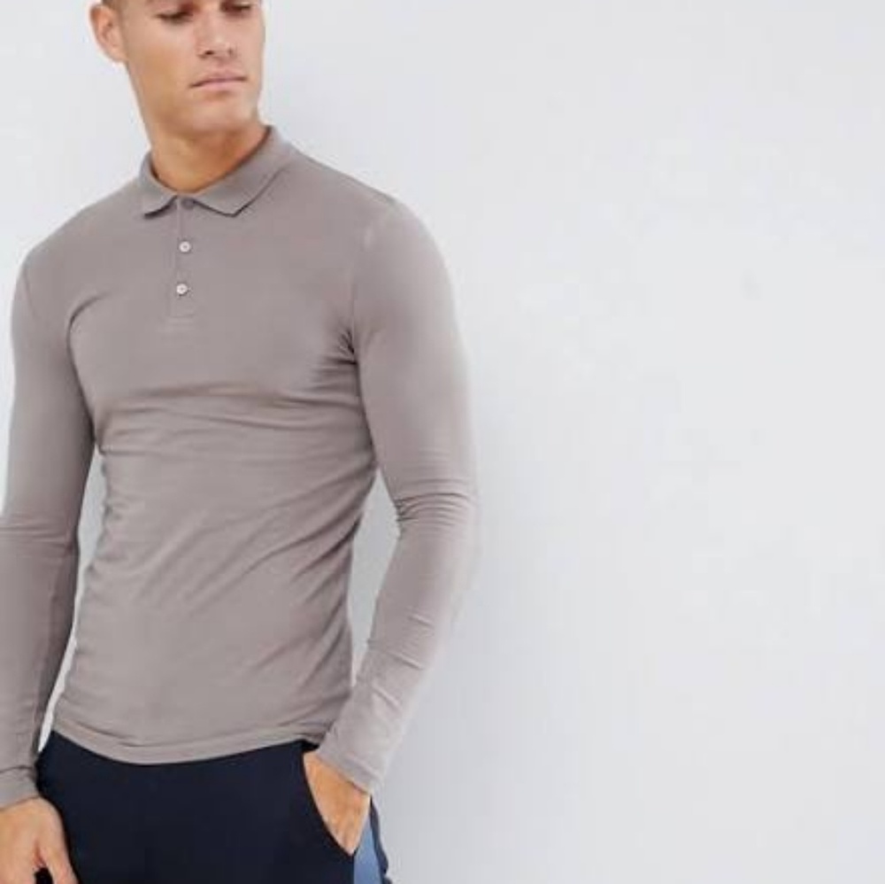 Men's long sleeve polo shirt slim fit size xs